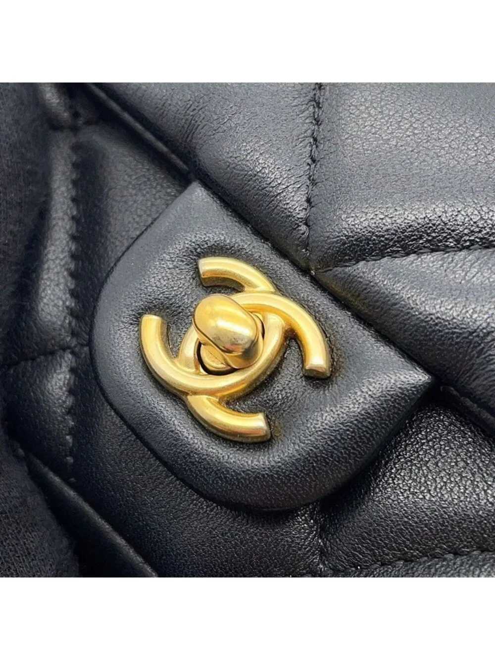 Chanel Chain Shoulder Bag Quilted CC Logo Lambskin Black